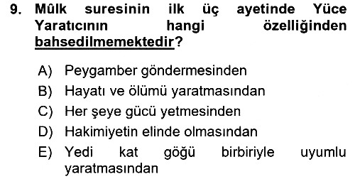 Tefsir 2015-2016 Ara Sınav - 9. soru
