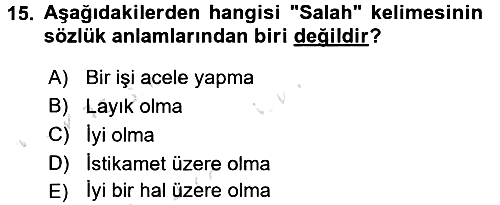 Tefsir 2016-2017 Ara Sınav - 15. soru