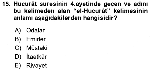 Tefsir 2017-2018 Ara Sınav - 15. soru