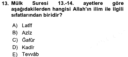 Tefsir 2018-2019 Ara Sınav - 13. soru