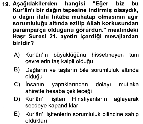 Tefsir 2018-2019 Ara Sınav - 19. soru