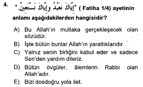 Tefsir 2019-2020 Ara Sınav - 4. soru