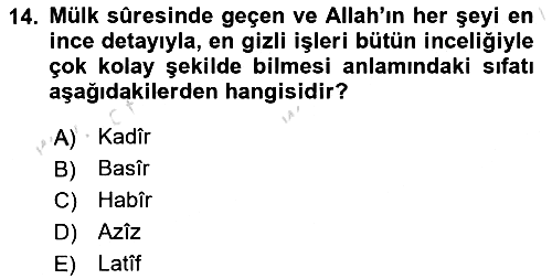 Tefsir 2022-2023 Ara Sınav - 14. soru