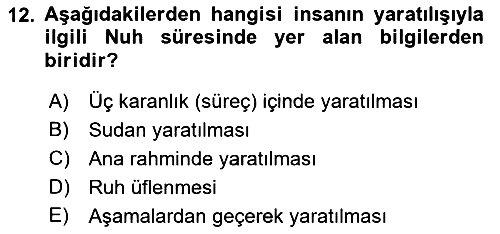 Tefsir 2023-2024 Ara Sınav - 12. soru