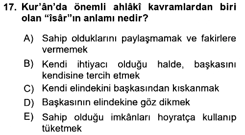 Tefsir 2024-2025 Ara Sınav - 17. soru