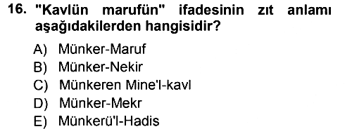 Tefsir 2012-2013 Dönem Sonu Sınavı - 16. soru