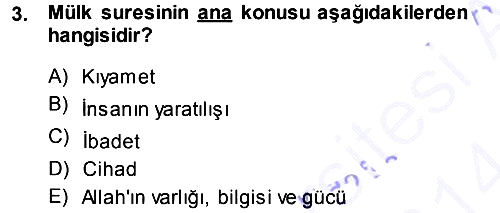 Tefsir 2013-2014 Dönem Sonu Sınavı - 3. soru