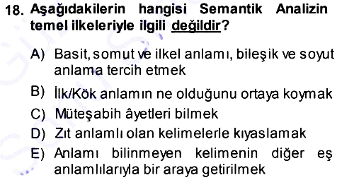 Tefsir 2013-2014 Dönem Sonu Sınavı - 18. soru