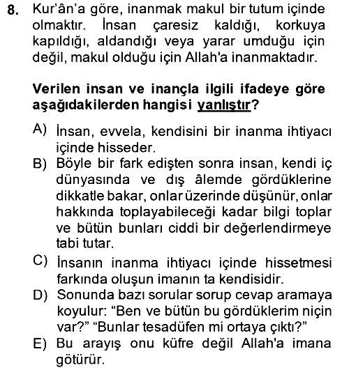 Tefsir 2014-2015 Dönem Sonu Sınavı - 8. soru