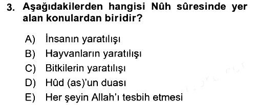 Tefsir 2016-2017 Dönem Sonu Sınavı - 3. soru