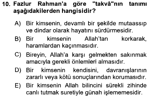 Tefsir 2016-2017 Dönem Sonu Sınavı - 10. soru