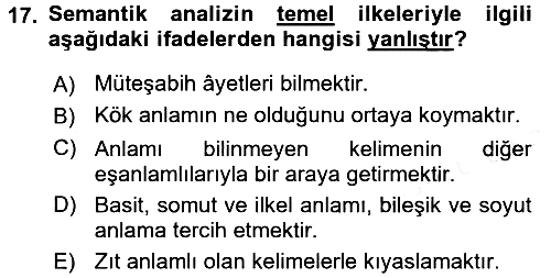 Tefsir 2016-2017 Dönem Sonu Sınavı - 17. soru