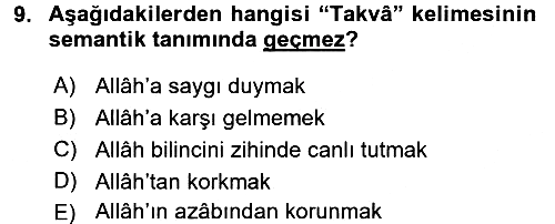 Tefsir 2017-2018 Dönem Sonu Sınavı - 9. soru