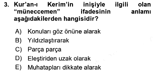 Tefsir 2018-2019 Dönem Sonu Sınavı - 3. soru