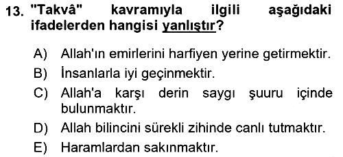 Tefsir 2018-2019 Dönem Sonu Sınavı - 13. soru
