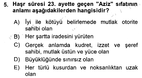 Tefsir 2021-2022 Dönem Sonu Sınavı - 5. soru