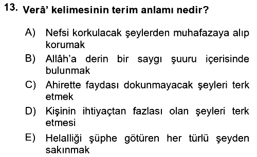 Tefsir 2021-2022 Dönem Sonu Sınavı - 13. soru