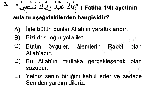 Tefsir 2022-2023 Dönem Sonu Sınavı - 3. soru
