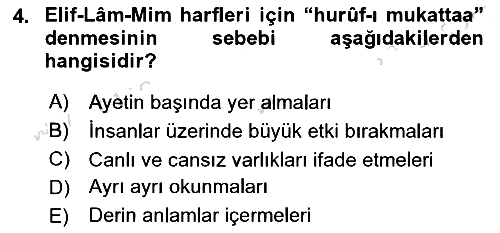 Tefsir 2022-2023 Dönem Sonu Sınavı - 4. soru
