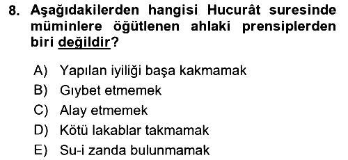 Tefsir 2023-2024 Dönem Sonu Sınavı - 8. soru