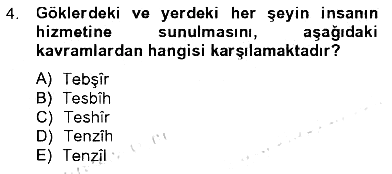 Tefsir 2012-2013 Tek Ders Sınavı - 4. soru
