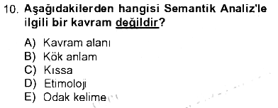 Tefsir 2012-2013 Tek Ders Sınavı - 10. soru
