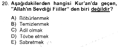 Tefsir 2012-2013 Tek Ders Sınavı - 20. soru