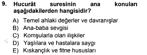 Tefsir 2013-2014 Tek Ders Sınavı - 9. soru