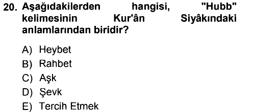 Tefsir 2013-2014 Tek Ders Sınavı - 20. soru