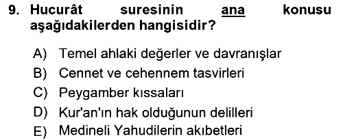 Tefsir 2018-2019 Yaz Okulu Sınavı - 9. soru