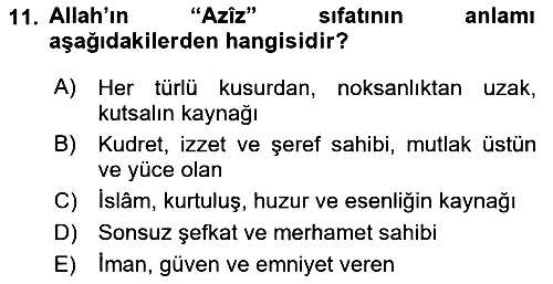 Tefsir 2018-2019 Yaz Okulu Sınavı - 11. soru