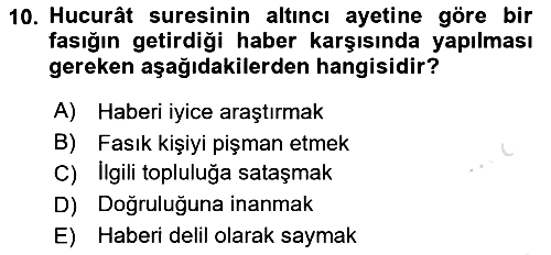 Tefsir 2020-2021 Yaz Okulu Sınavı - 10. soru