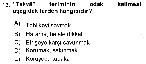 Tefsir 2022-2023 Yaz Okulu Sınavı - 13. soru