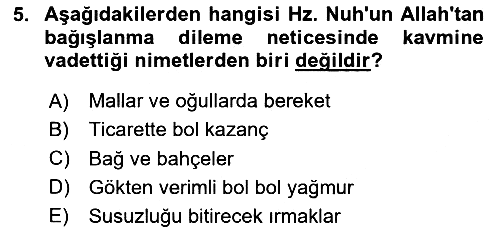 Tefsir 2023-2024 Yaz Okulu Sınavı - 5. soru