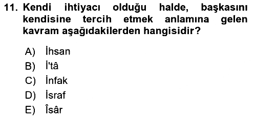 Tefsir 2023-2024 Yaz Okulu Sınavı - 11. soru
