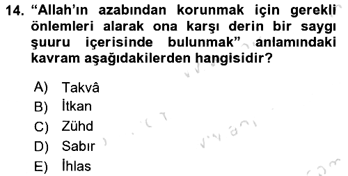 Tefsir 2025-2026 Yaz Okulu Sınavı - 14. soru