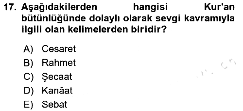 Tefsir 2025-2026 Yaz Okulu Sınavı - 17. soru