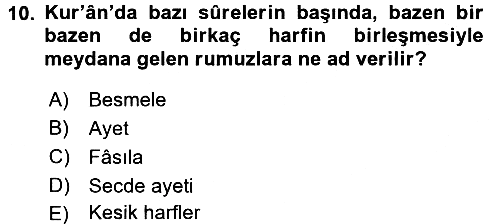 Tefsir Tarihi ve Usulü 2016-2017 3 Ders Sınavı - 10. soru