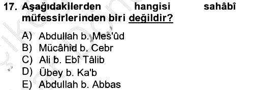 Tefsir Tarihi ve Usulü 2012-2013 Ara Sınav - 17. soru