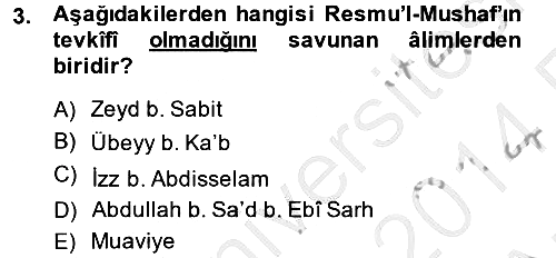 Tefsir Tarihi ve Usulü 2013-2014 Ara Sınav - 3. soru