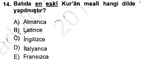 Tefsir Tarihi ve Usulü 2013-2014 Ara Sınav - 14. soru