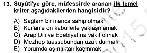 Tefsir Tarihi ve Usulü 2014-2015 Ara Sınav - 13. soru