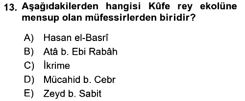 Tefsir Tarihi ve Usulü 2015-2016 Ara Sınav - 13. soru