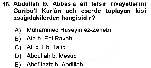 Tefsir Tarihi ve Usulü 2015-2016 Ara Sınav - 15. soru
