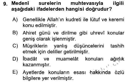 Tefsir Tarihi ve Usulü 2016-2017 Ara Sınav - 9. soru