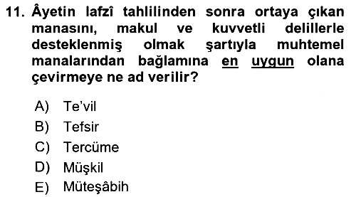 Tefsir Tarihi ve Usulü 2016-2017 Ara Sınav - 11. soru
