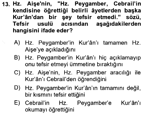 Tefsir Tarihi ve Usulü 2017-2018 Ara Sınav - 13. soru