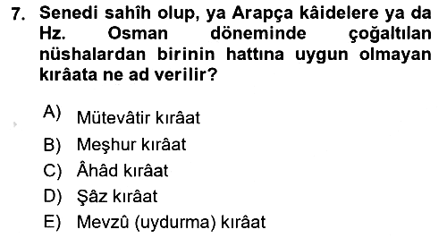 Tefsir Tarihi ve Usulü 2021-2022 Ara Sınav - 7. soru