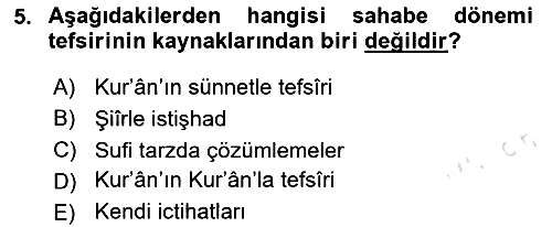 Tefsir Tarihi ve Usulü 2025-2026 Ara Sınav - 5. soru