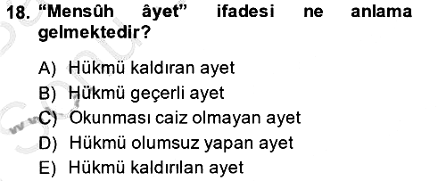 Tefsir Tarihi ve Usulü 2013-2014 Dönem Sonu Sınavı - 18. soru